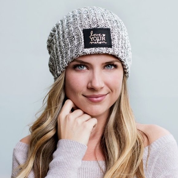 Love Your Melon Accessories - Love Your Melon Black White Beanie Black Label